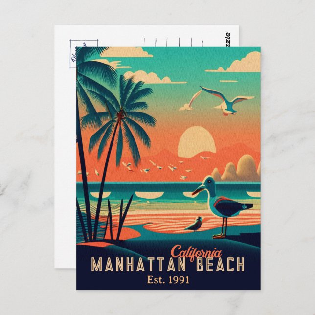 Manhattan Beach California Sunset Souvenirs 1950s Postcard (Front/Back)