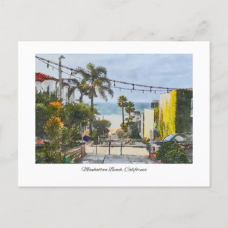 Manhattan Beach California Watercolor Painting Postcard