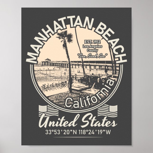 MANHATTAN BEACH CITY - LOS ANGELES CALIFORNIA POSTER (Front)