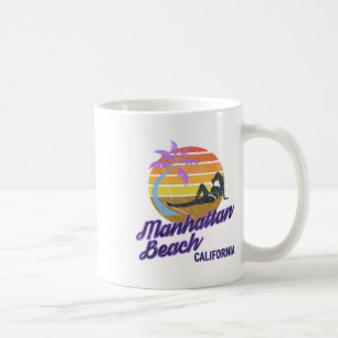 Manhattan Beach La California Retro Surf Backpacki Coffee Mug