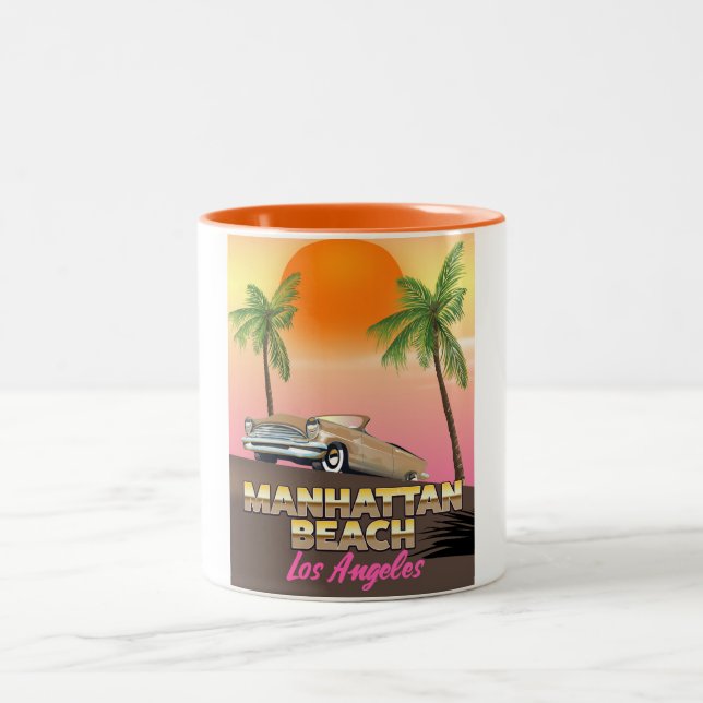 Manhattan beach Los Angeles Two-Tone Coffee Mug (Center)