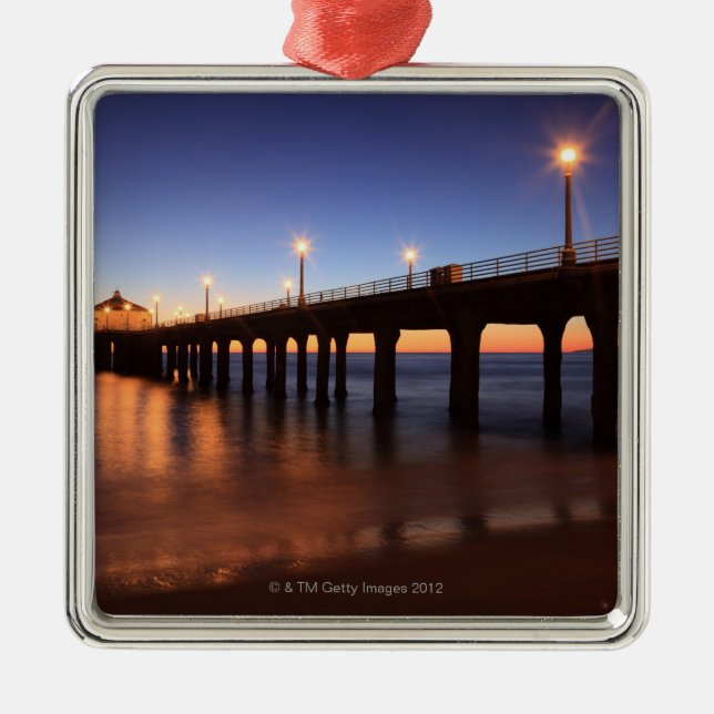 Manhattan Beach Pier at sunset, California Metal Ornament (Front)