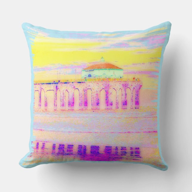 Manhattan Beach Pier California in Pastels Cushion (Front)