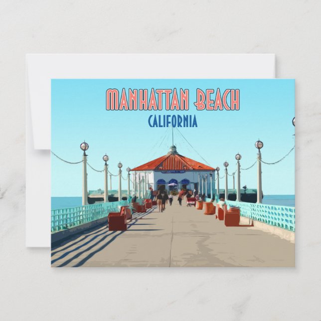 Manhattan Beach Pier Los Angeles California Card (Front)