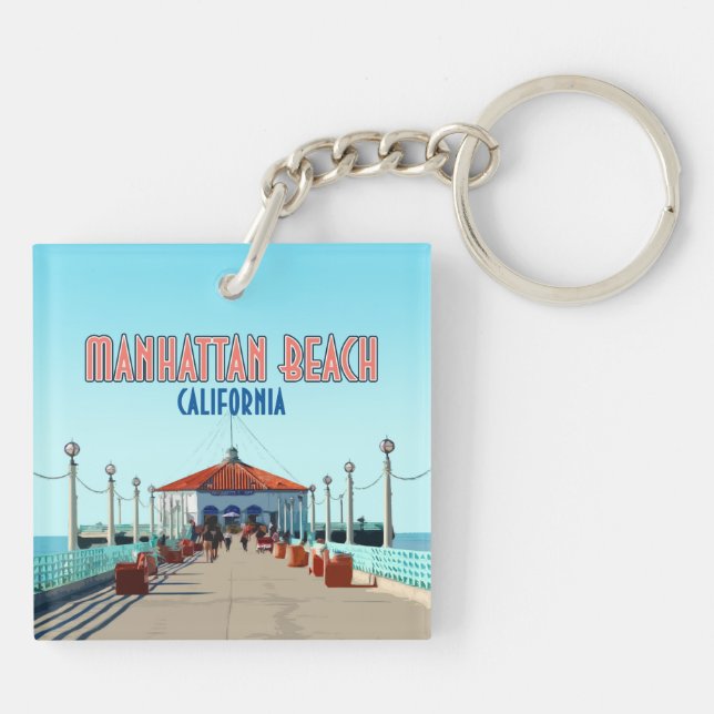 Manhattan Beach Pier Los Angeles California Key Ring (Back)