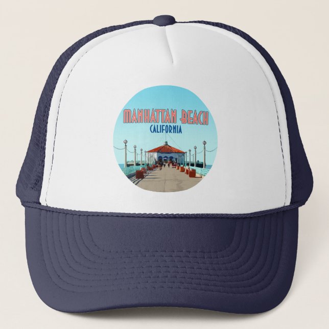 Manhattan Beach Pier Los Angeles California Trucker Hat (Front)