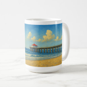 Manhattan Beach Pier with Red Roof  Coffee Mug