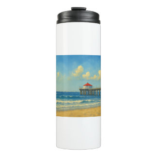 Manhattan Beach Pier with Red Roof  Thermal Tumbler