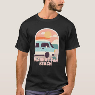 Manhattan Beach Retro Pastel Colours Sun & Surfing T-Shirt