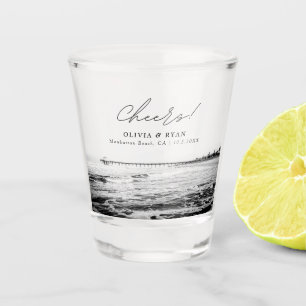 Manhattan Beach Wedding Favour Personalised Cheers Shot Glass