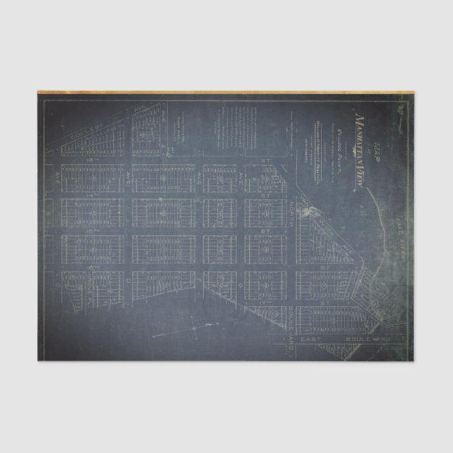 Manhattan Blueprint 18lb Decoupage Sheet (Front)