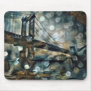 Manhattan bridge abstract mouse pad