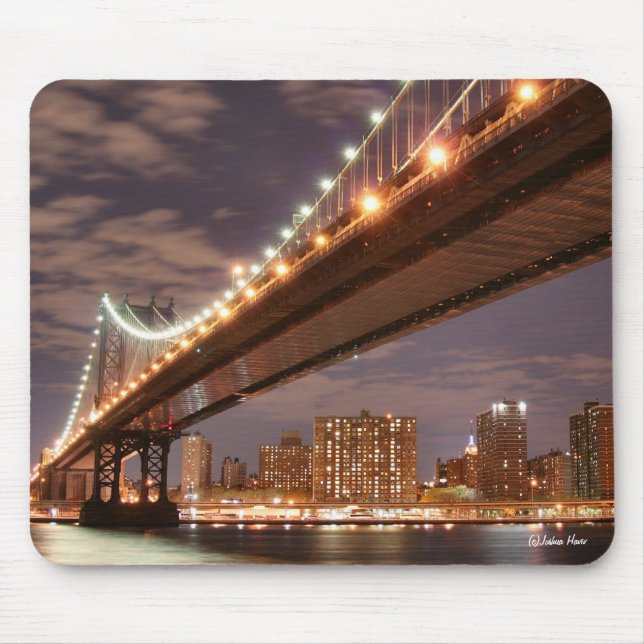 Manhattan Bridge and Manhattan Skyline At Night Mouse Pad (Front)