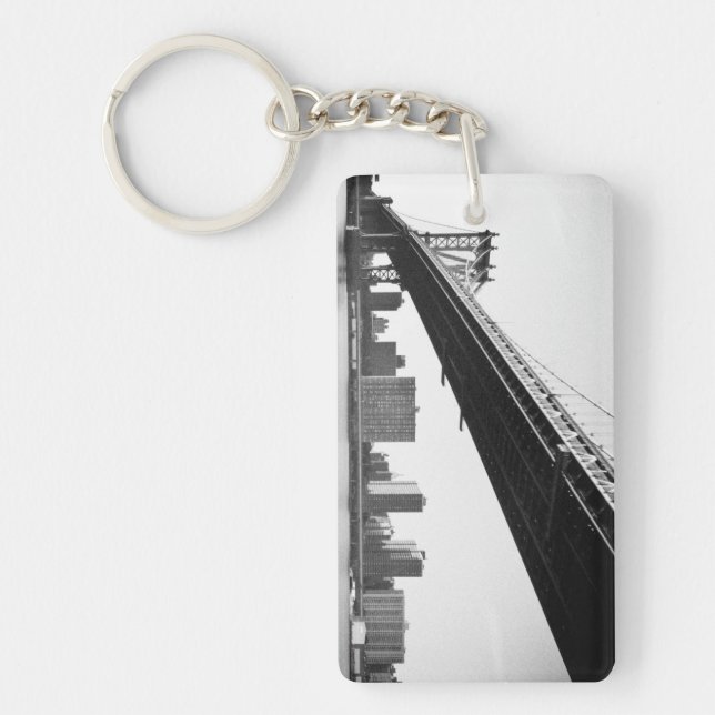 Manhattan Bridge and skyline, New York, US. Key Ring (Front)