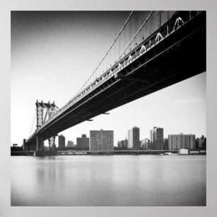 Manhattan Bridge and skyline, New York, US. Poster