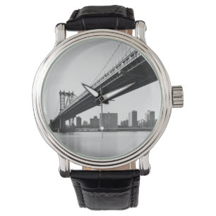Manhattan Bridge and skyline, New York, US. Watch