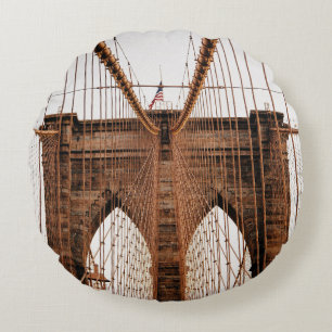 MANHATTAN BRIDGE NEW YORK ROUND CUSHION