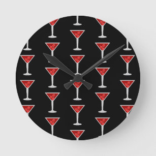 Manhattan Cocktail Bartender Alcohol Liquor Lovers Round Clock