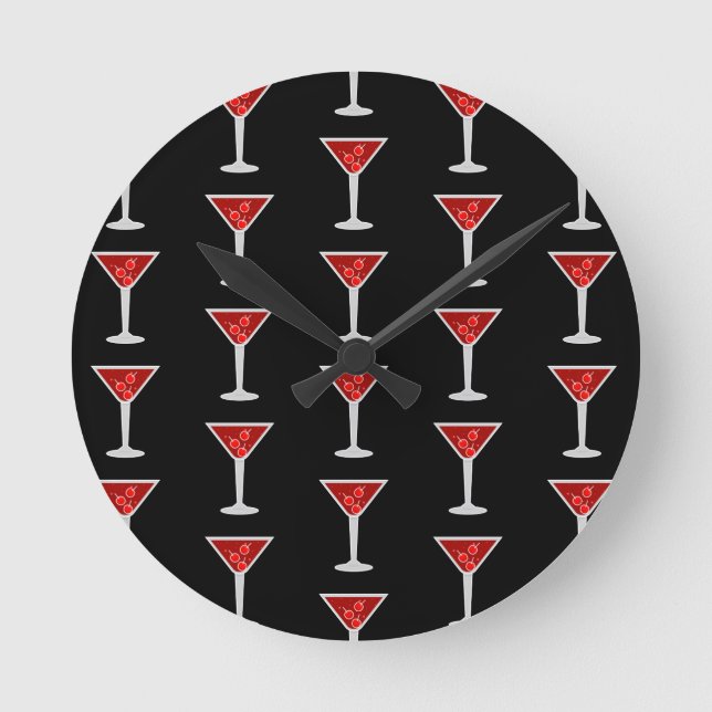 Manhattan Cocktail Bartender Alcohol Liquor Lovers Round Clock (Front)
