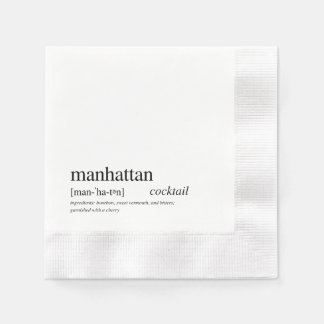 Manhattan Cocktail Modern Black Typography Napkin