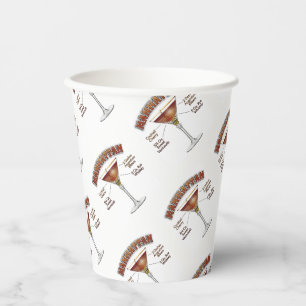 Manhattan Cocktail Recipe Art Paper Cups