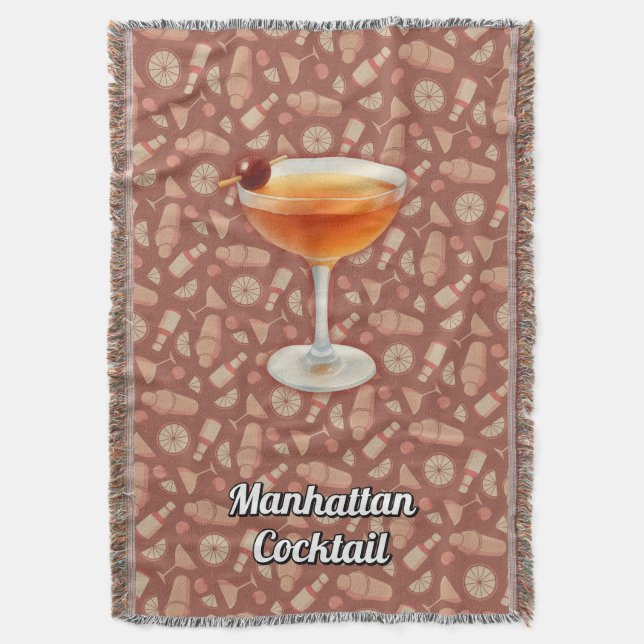 Manhattan Cocktail Throw Blanket (Front Vertical)