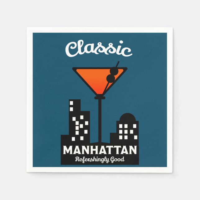 Manhattan Cocktail Wall Art Napkin (Front)