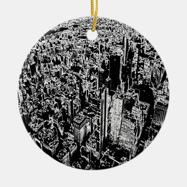 Manhattan designed ceramic ornament (Front)
