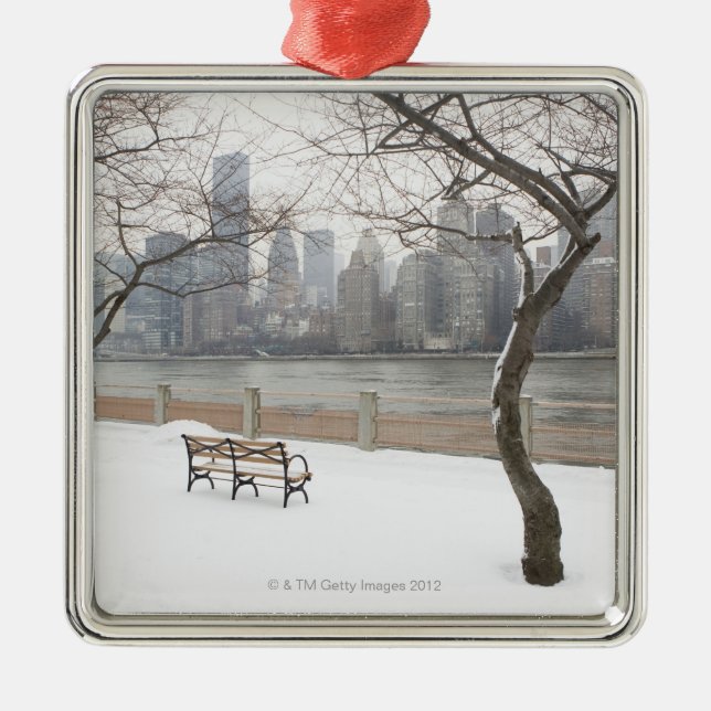 Manhattan in the Winter Metal Ornament (Front)
