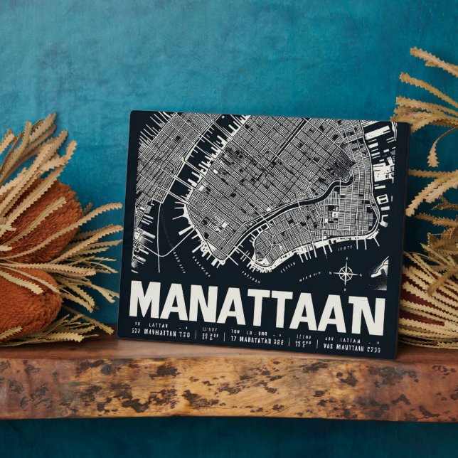Manhattan Map Illustration  Plaque (Side)