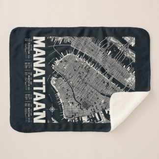 Manhattan Map Illustration  Sherpa Blanket