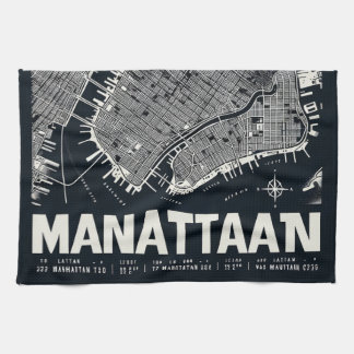 Manhattan Map Illustration  Tea Towel