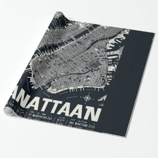 Manhattan Map Illustration Wrapping Paper