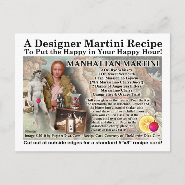 Manhattan Martini Recipe Postcard (Front)