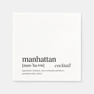 Manhattan Modern Quote Black Typography Cocktail Napkin