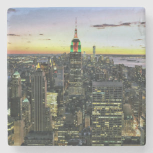 Manhattan New York at night Stone Coaster