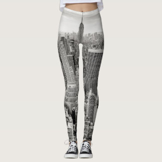 Manhattan, New York (black & white panorama) Leggings