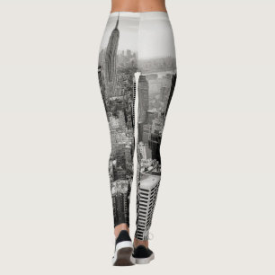 Manhattan, New York (black & white panorama) Leggings