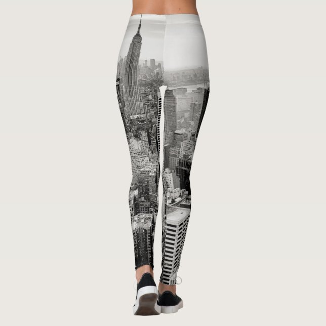 Manhattan, New York (black & white panorama) Leggings (Back)
