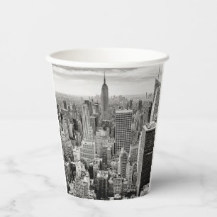 Manhattan, New York (black & white panorama) Paper Cups