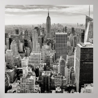 Manhattan, New York (black & white panorama) Poster