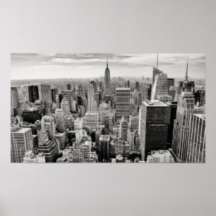Manhattan, New York (black & white panorama) Poster