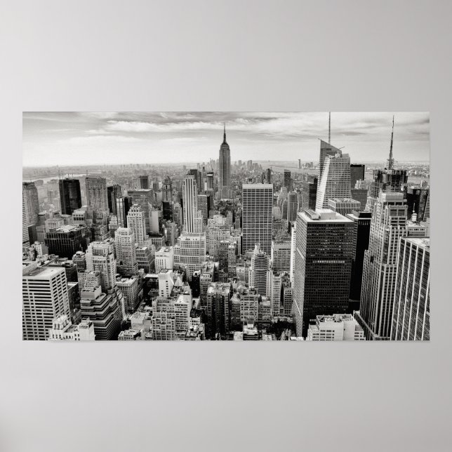 Manhattan, New York (black & white panorama) Poster (Front)