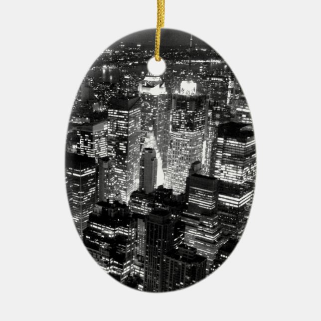 Manhattan New York City Ceramic Tree Decoration (Front)