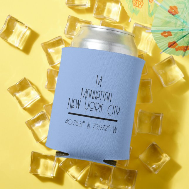 Manhattan New York City Coordinates Can Cooler (In Situ Summer)