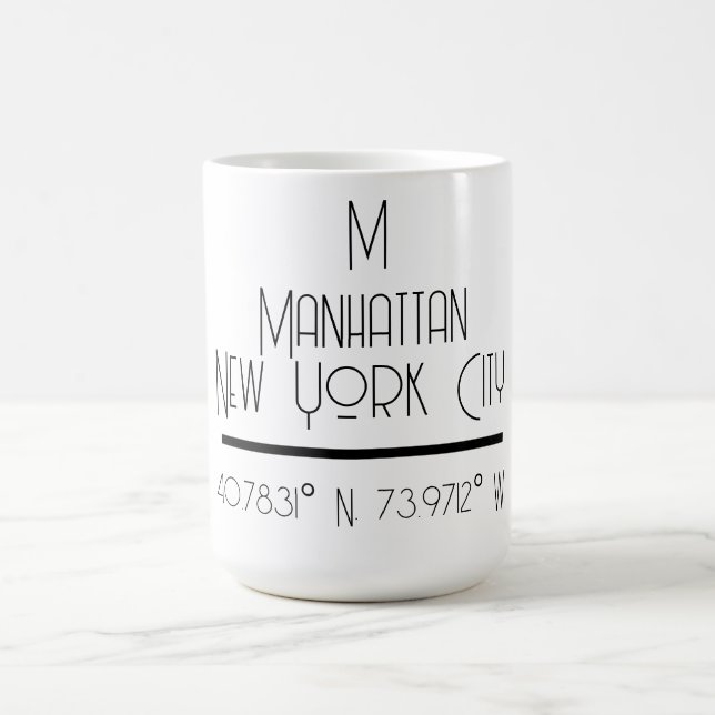 Manhattan New York City Coordinates Coffee Mug (Center)