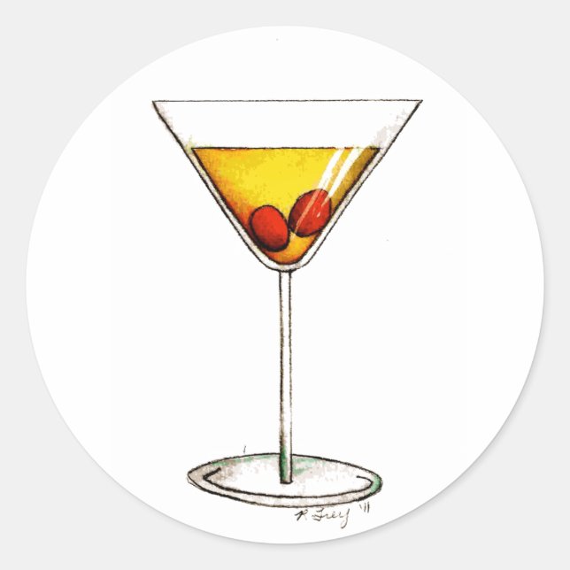 Manhattan New York City NYC Mixed Drink Cocktail Classic Round Sticker (Front)