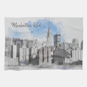 Manhattan New York City Skyline Kitchen Towel