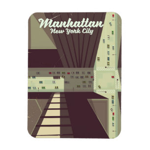 Manhattan New York City Travel poster. Magnet