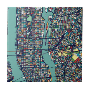 Manhattan New York Map Ceramic Tile